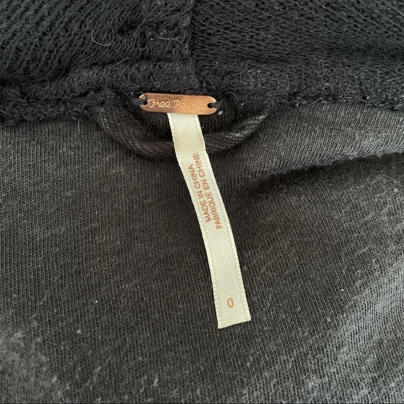 FREE PEOPLE BLACK SCARF WRAP AROUND BOHO FESTI DENIM MOTO JACKET SIZE 0 - Picture 11 of 11